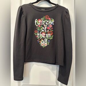 Disney Official Snow White “Fairest of Them All” Black Floral Shirt, Size Medium